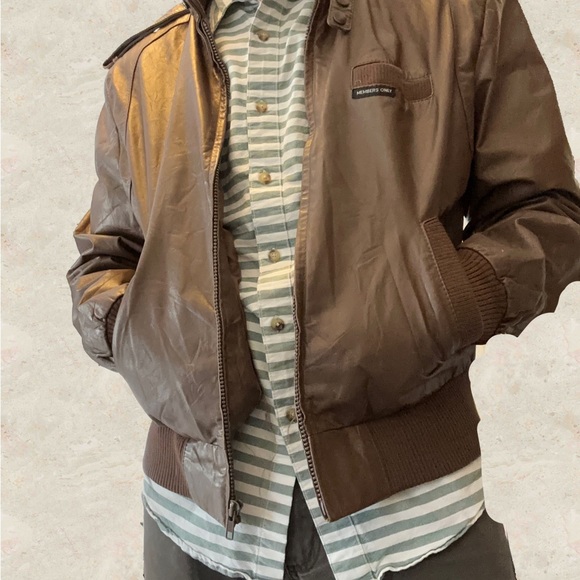 Vintage Members Only brown leather bomber jacket size 44 by Europe Craft - Picture 6 of 8